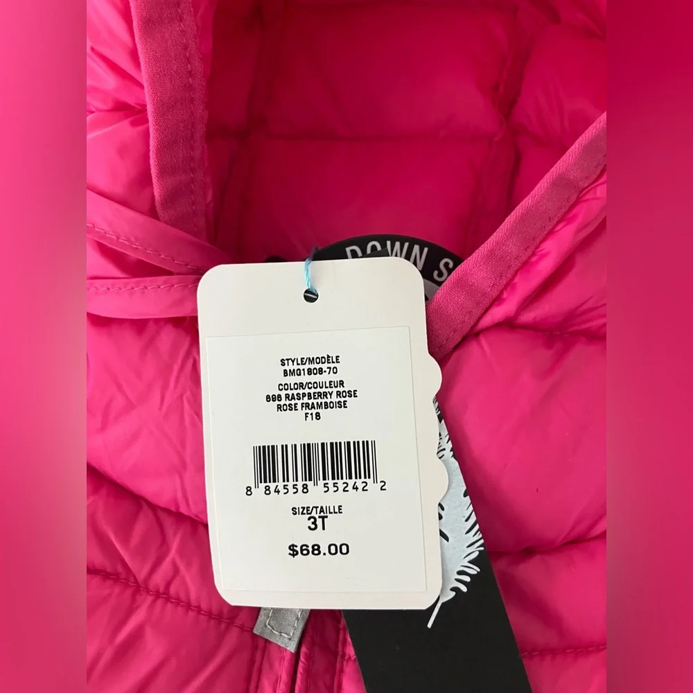 NWT Bob Der Bar Pink Hooded Puffer Jacket Packable Size 3T